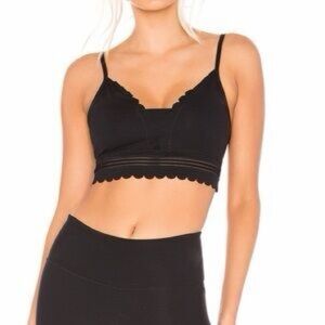 Free People Black Scalloped Crop Top